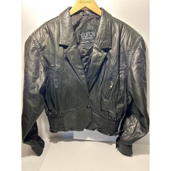 Vtg Euro Mono Of California Black Leather Jacket, Women’s Medium, Made in Korea - Picture 1 of 10